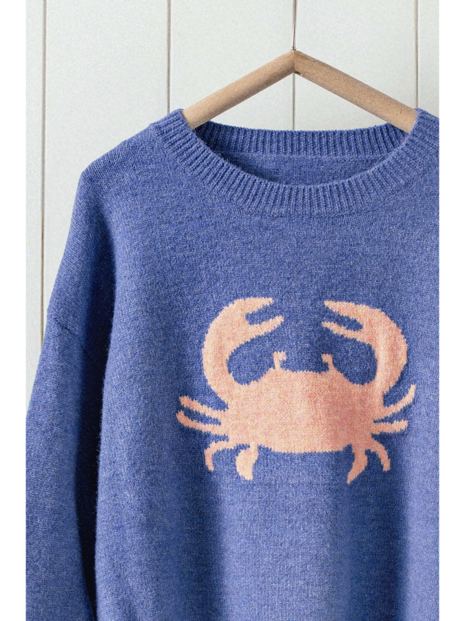 Crab Graphic Relaxed Knit Sweater - by Urban Daizy®