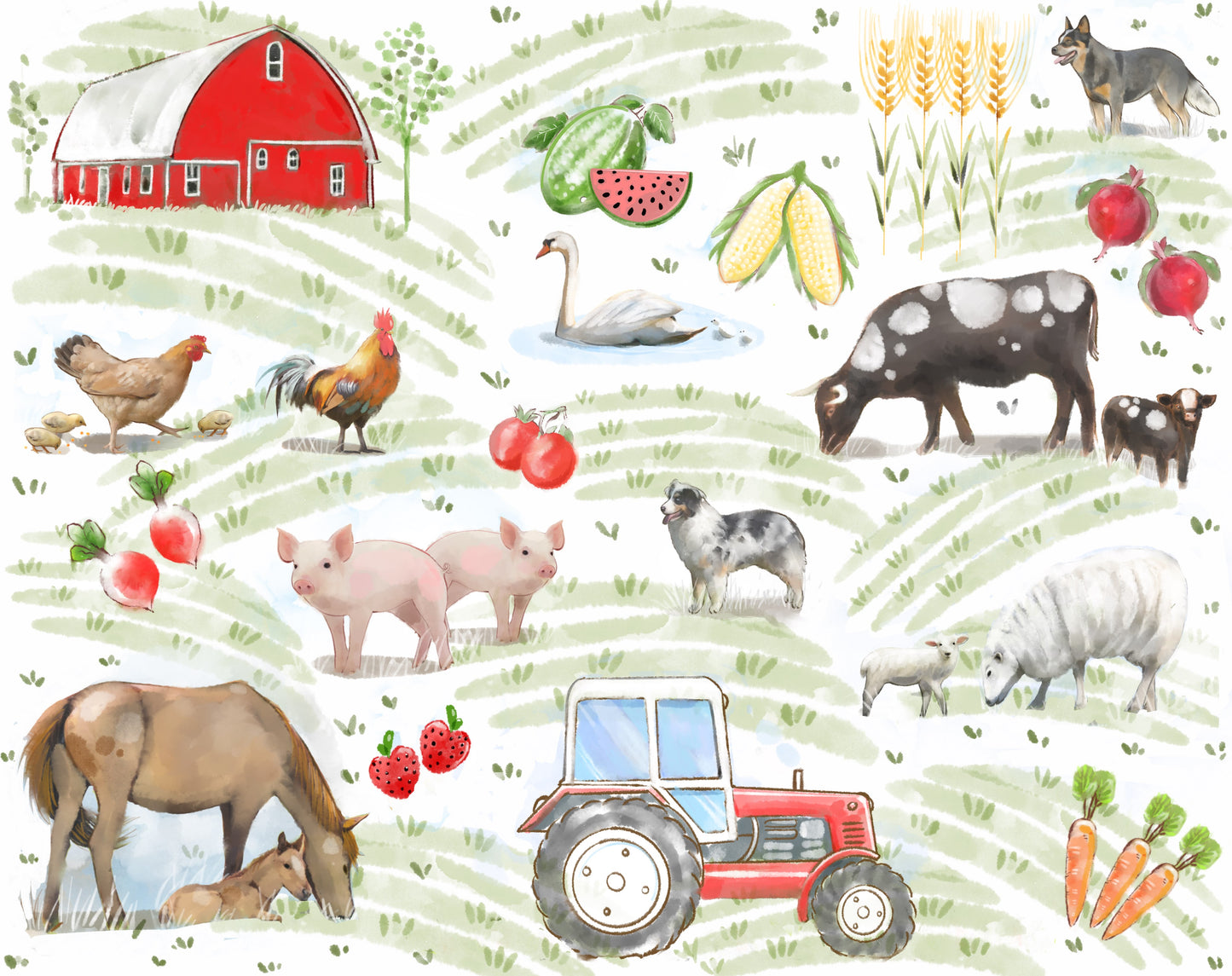 Down On The Farm - Illustrated Print by Thomas Little