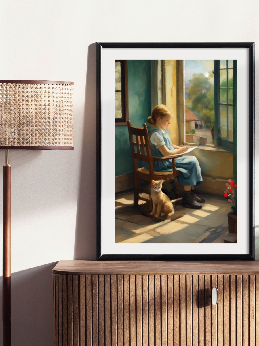 Drawing in the Afternoon Light - Illustrated Print by Thomas Little