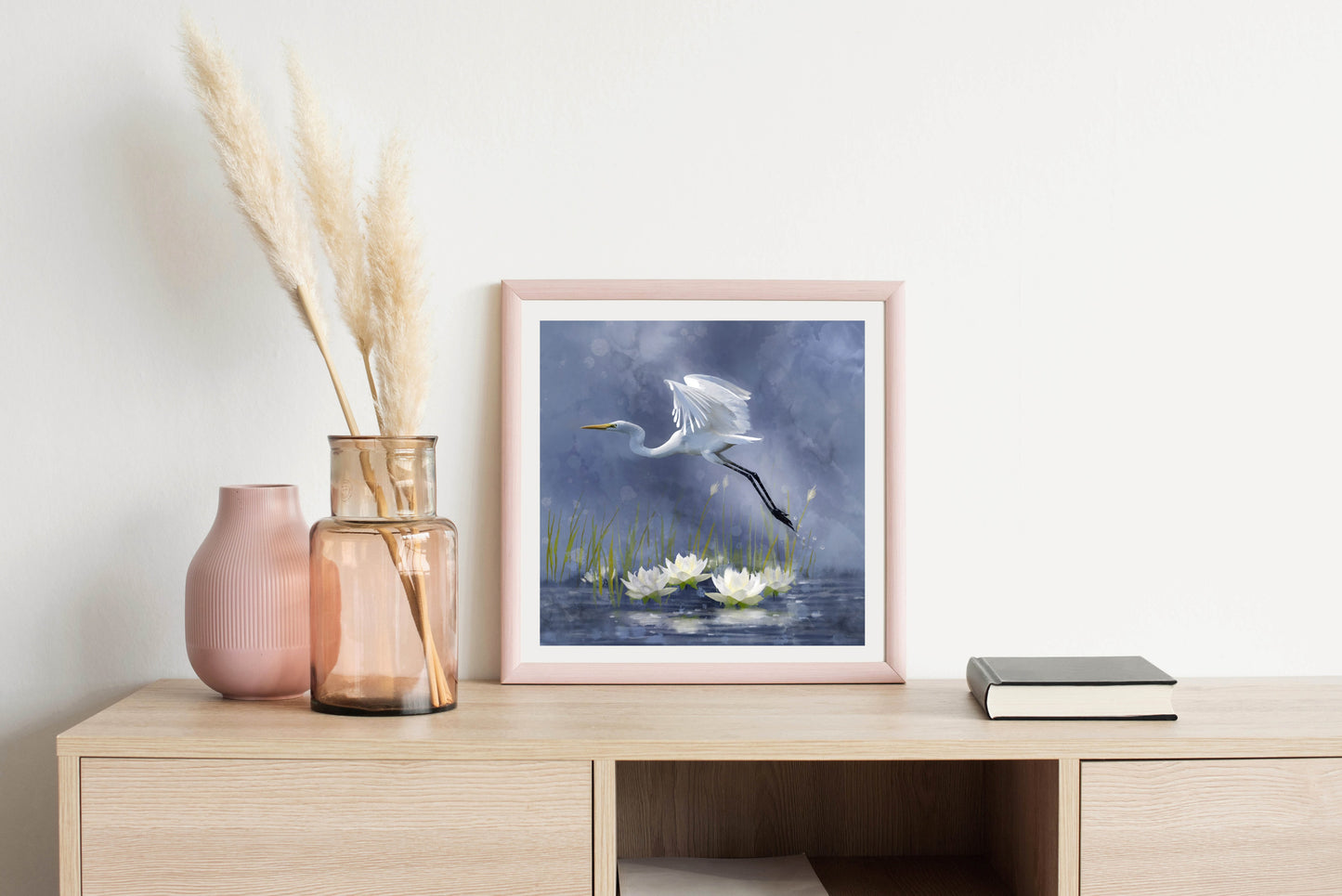 Egret Dawn Flight - Illustrated Print by Thomas Little