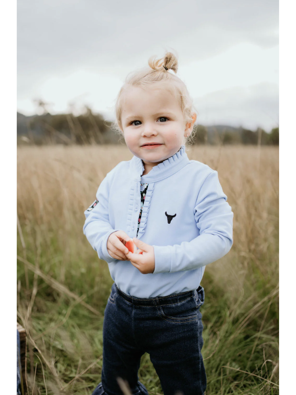 Emily Baby - Soft Baby Blue Contrast Long Sleeve Baby Polo Romper - Baby & Toddler