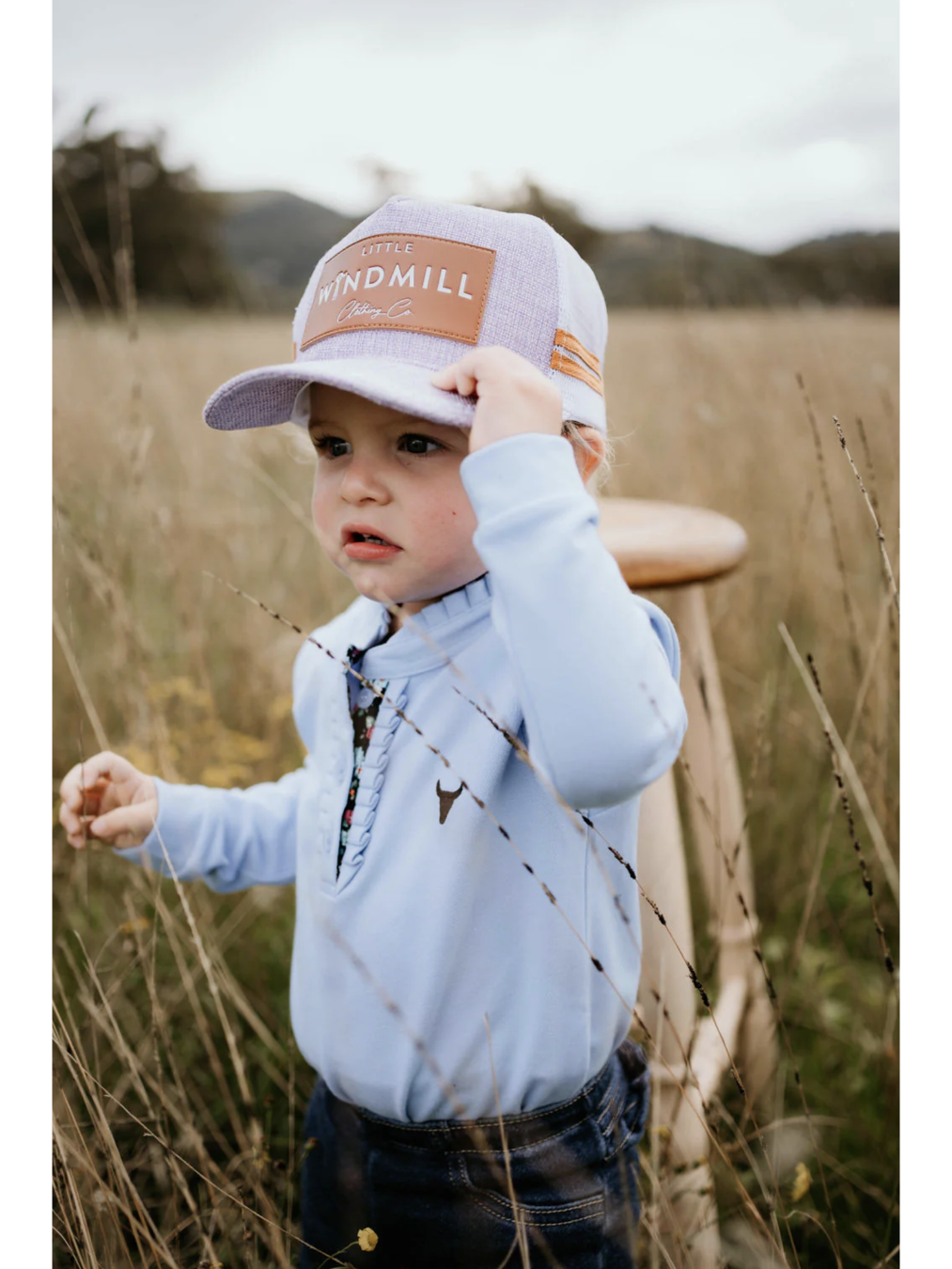 Emily Baby - Soft Baby Blue Contrast Long Sleeve Baby Polo Romper - Baby & Toddler
