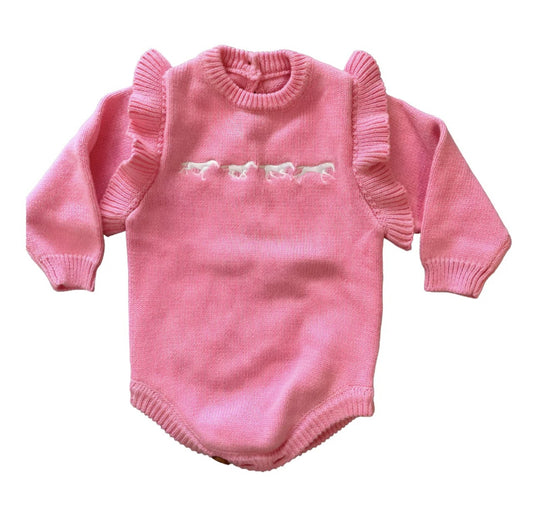 Evelyn - Baby Pink Cotton Knit Romper - Baby & Toddler