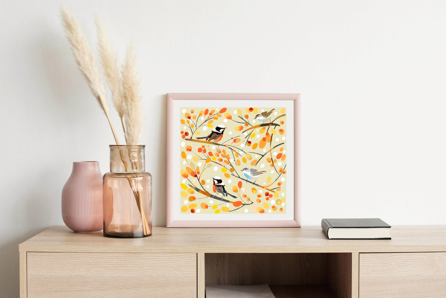 Fall Birdies Yellow - Illustrated Print by Thomas Little