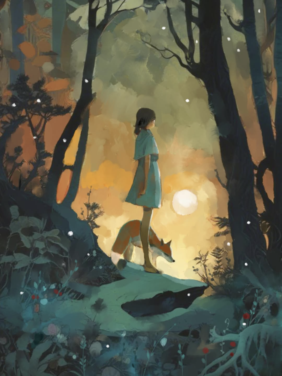 Falling into Night - Illustrated Print by Thomas Little