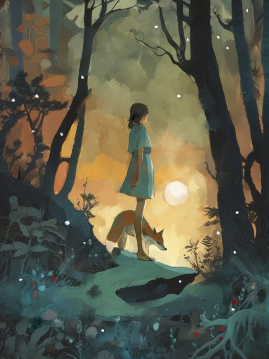 Falling into Night - Illustrated Print by Thomas Little