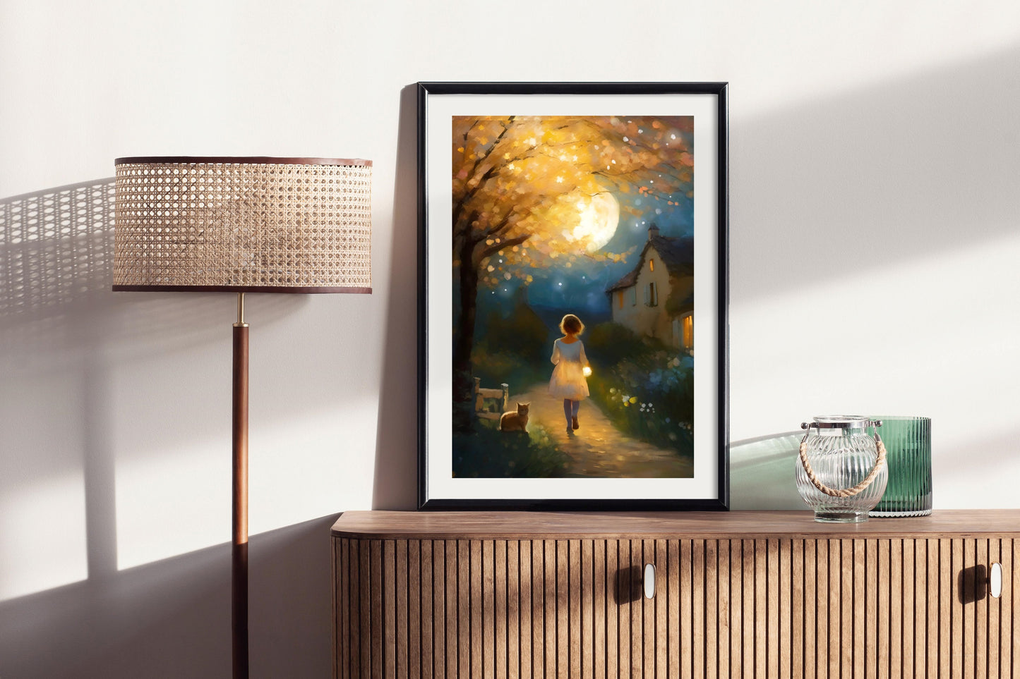 Farmhouse in the Moonlight - Illustrated Print by Thomas Little