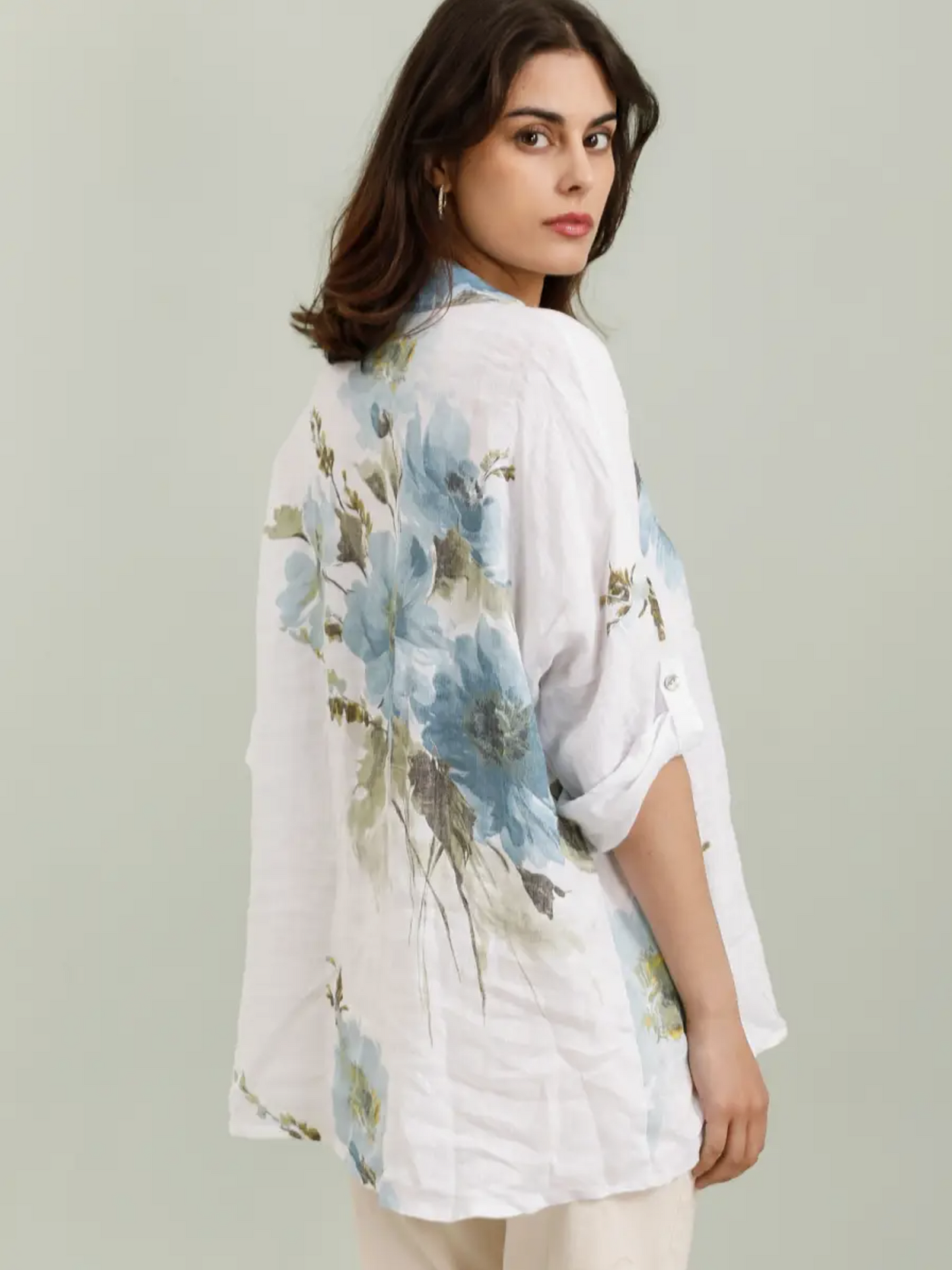 Floral Print Shirt in 100% Linen - By LEA & LUC®