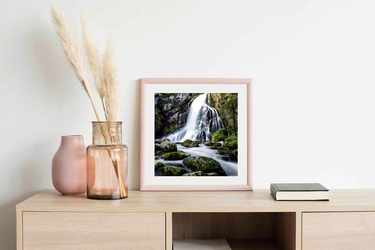 Forest Waterfall - Illustrated Print by Thomas Little