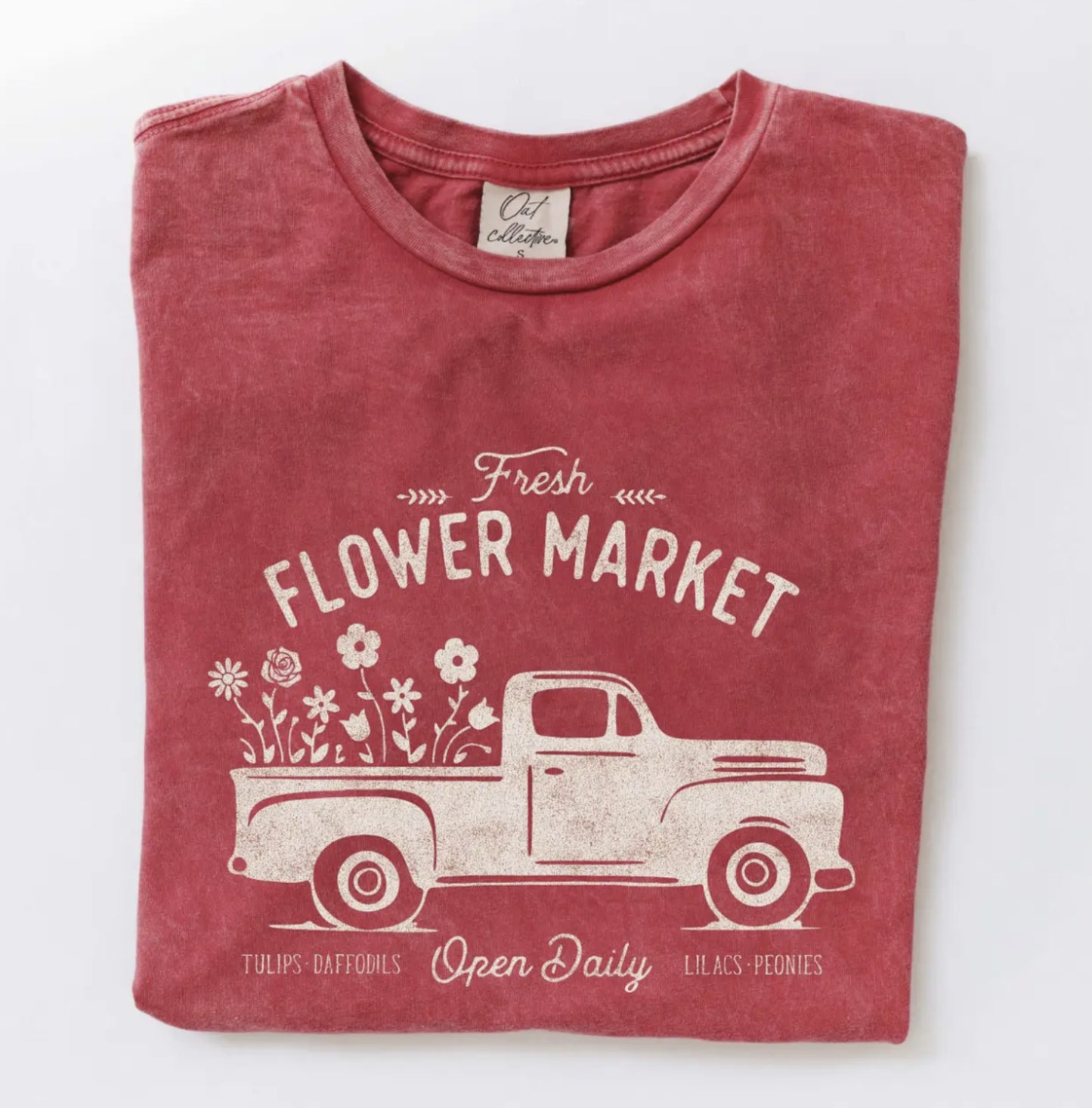 Fresh Flower Market Mineral Washed Graphic T-Shirt (Cardinal color) - by OAT COLLECTIVE®