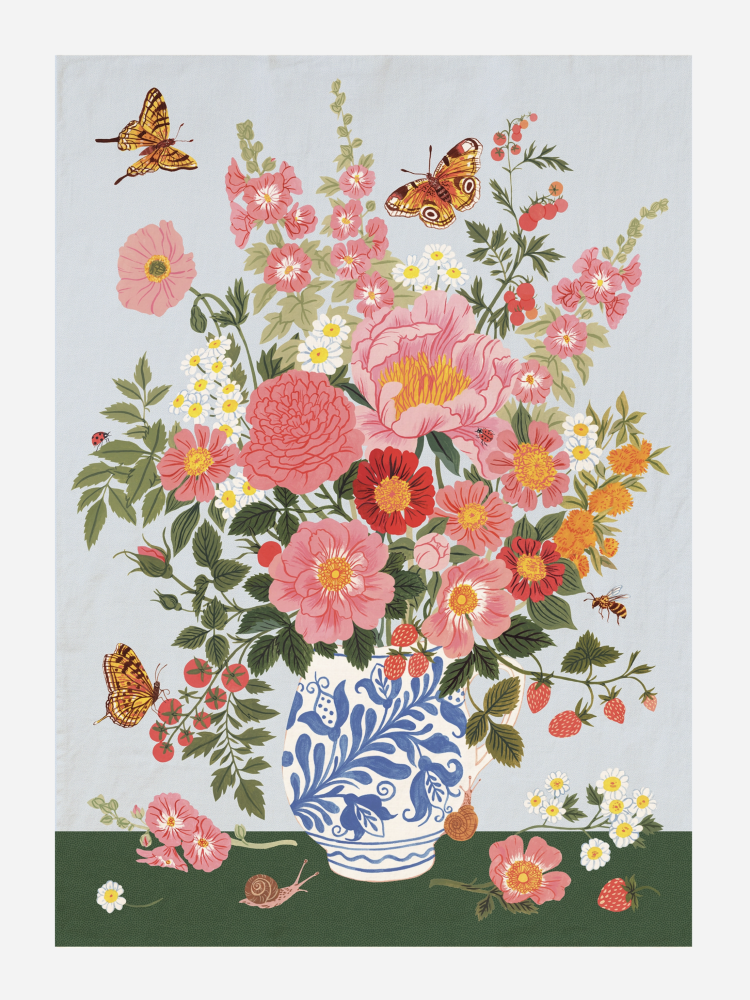 Garden Vase - 100% Linen Tea Towel - by Botanica Paper Co.®