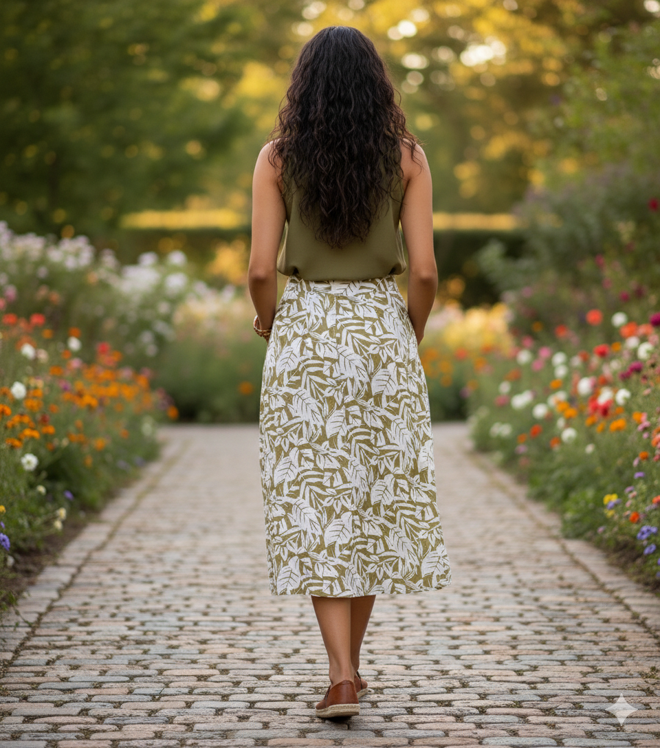 Tropical Print Midi Skirt - by Be Cool®