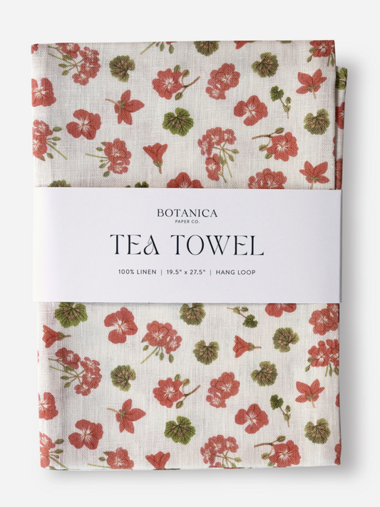 Geranium - 100% Linen Tea Towel - by Botanica Paper Co.®