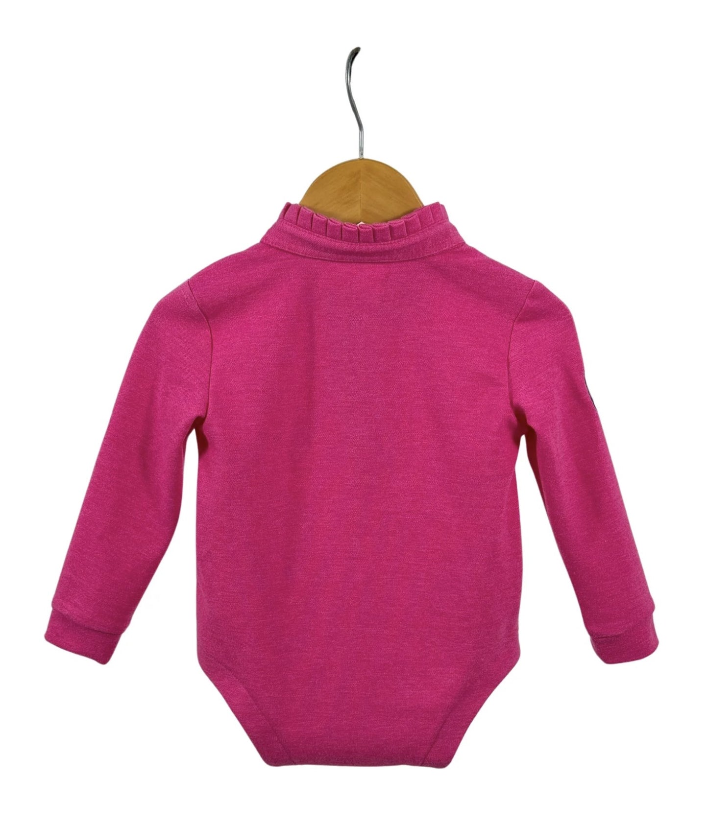 Hallie Baby - Raspberry Pink Contrast Long Sleeve Baby Polo Romper - Baby & Toddler