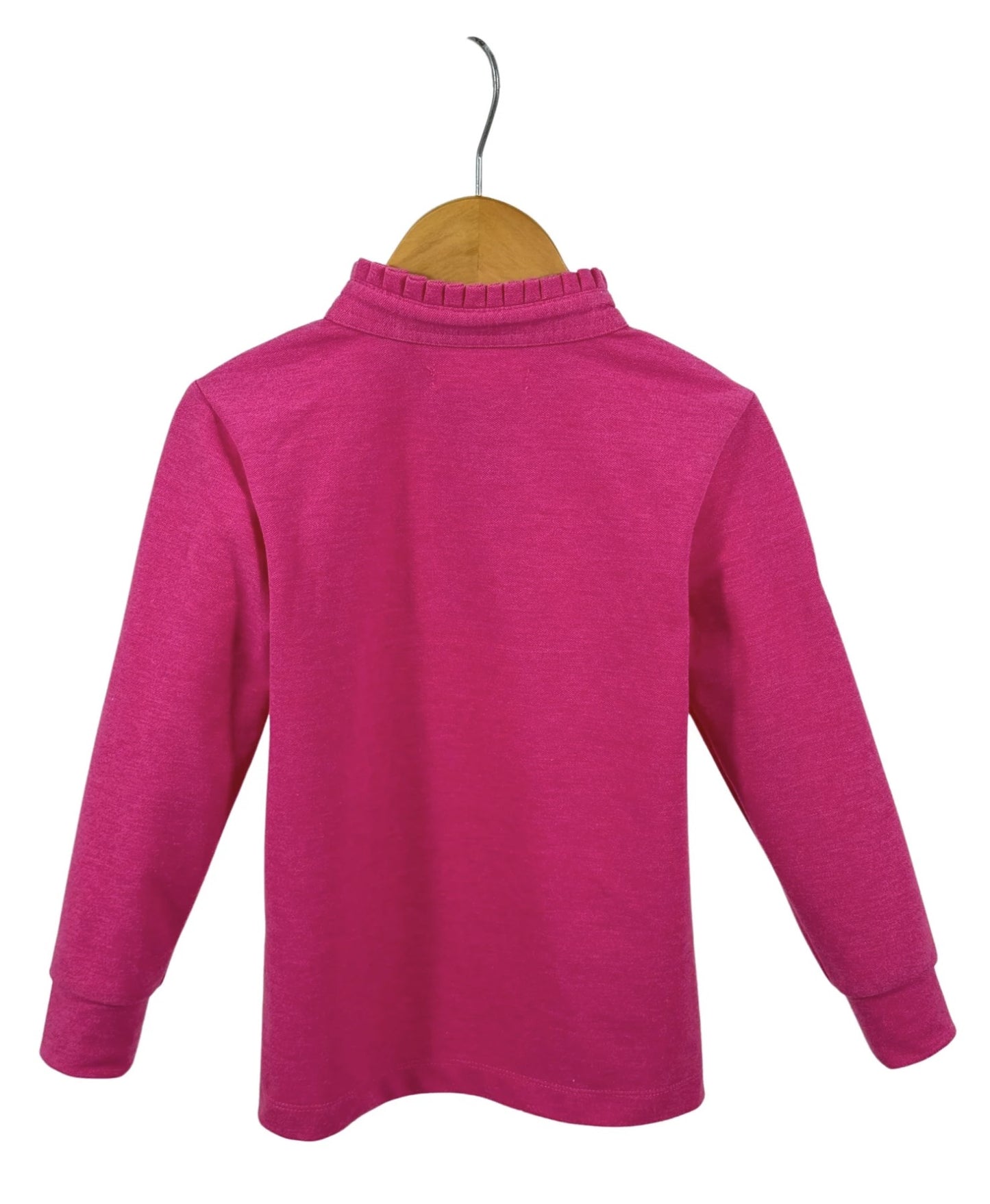 Hallie - Raspberry Pink Contrast Long Sleeve Polo - Baby & Toddler