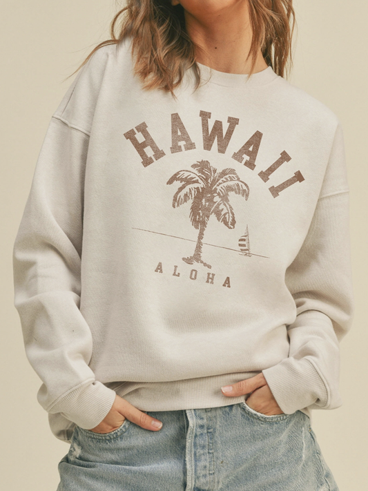 Hawaii Aloha Palm Tree Graphic Sweatshirt - by Honestee®
