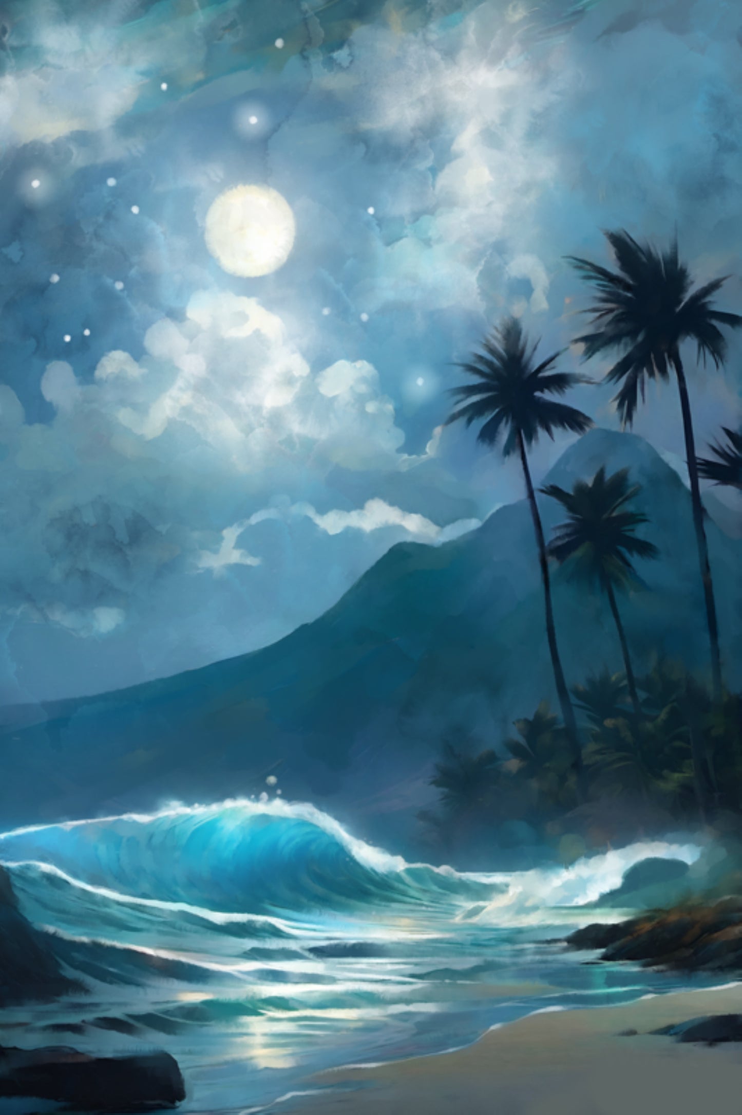 Hawaiian Nights - Illustrated Print by Thomas Little