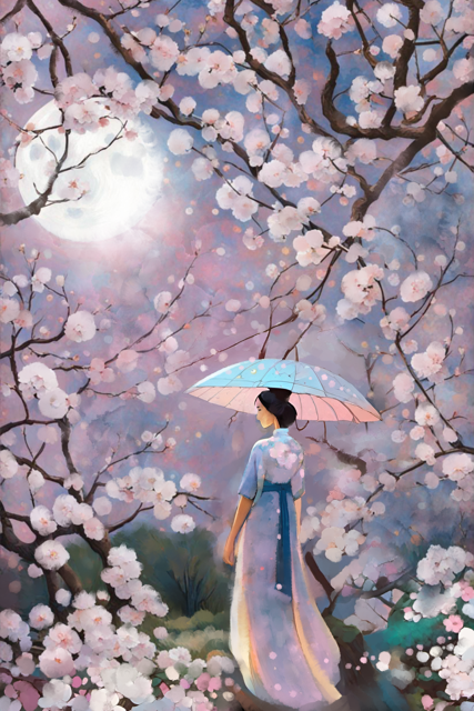 Sakura Season - Illustrated Print by Thomas Little