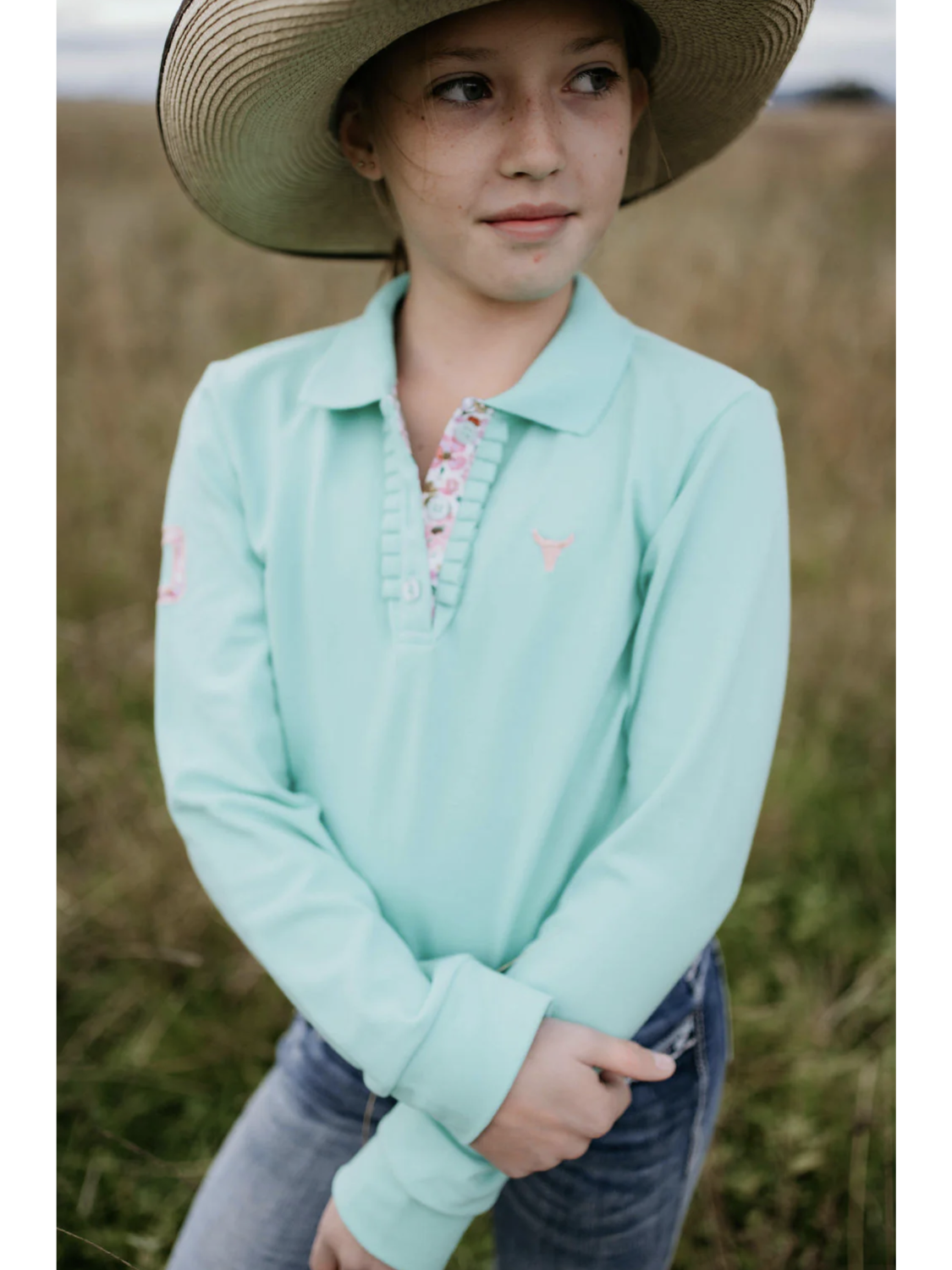 Jill Jnr - Lush Mint Contrast Long Sleeve Polo - Baby & Toddler