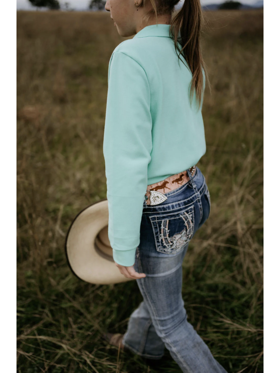Jill Jnr - Lush Mint Contrast Long Sleeve Polo - Baby & Toddler
