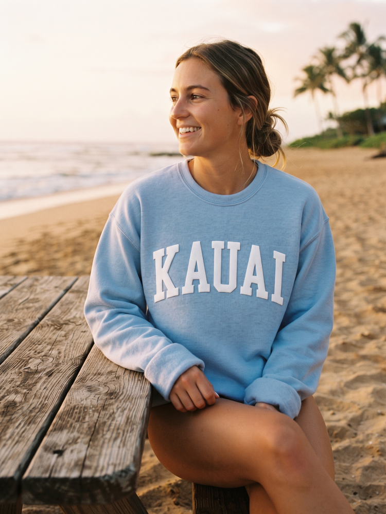 KAUAI Graphic Sweatshirt (Light Blue color) - by OAT COLLECTIVE