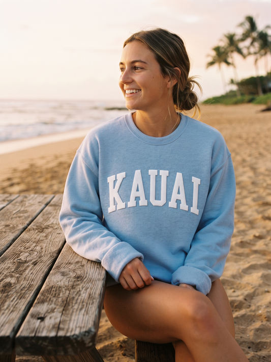 KAUAI Graphic Sweatshirt (Light Blue color) - by OAT COLLECTIVE