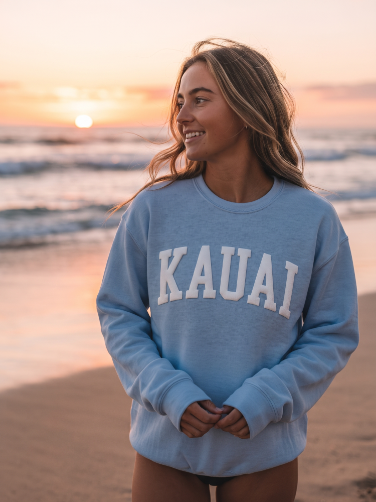 KAUAI Graphic Sweatshirt (Light Blue color) - by OAT COLLECTIVE