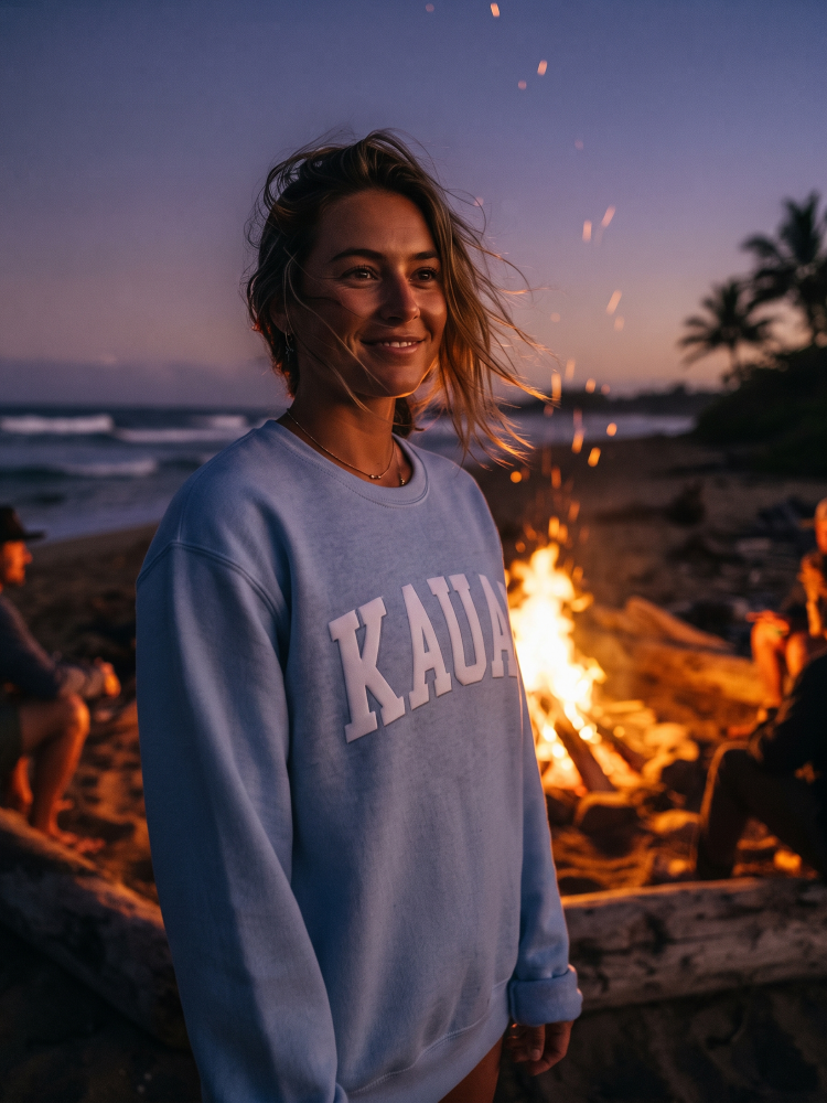 KAUAI Graphic Sweatshirt (Light Blue color) - by OAT COLLECTIVE