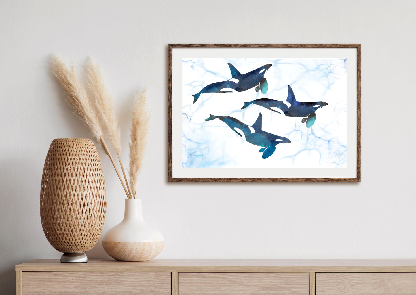 Killer Whales in Motion - Illustrated Print by Thomas Little