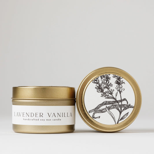 Lavender Vanilla Tin Soy Candle - by Nectar Republic