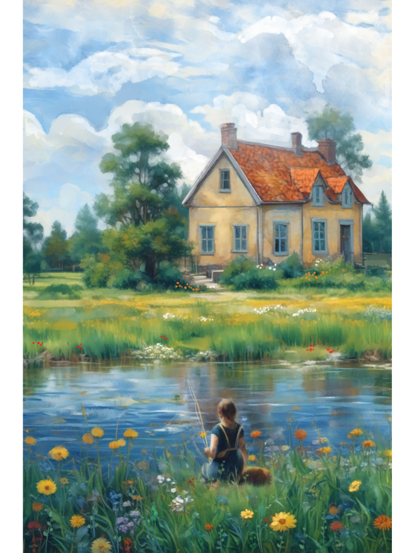 Lazy Summer Day - Illustrated Print by Thomas Little