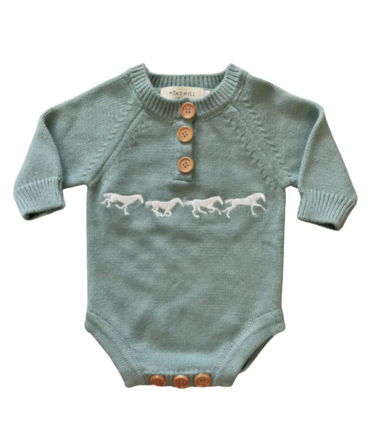 Lenny - Moss Green Cotton Knit Romper - Baby & Toddler