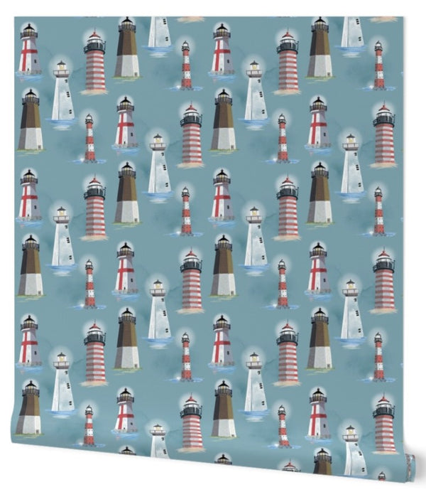 Lighthouses Wallpaper – Little Ocean Blue Studio