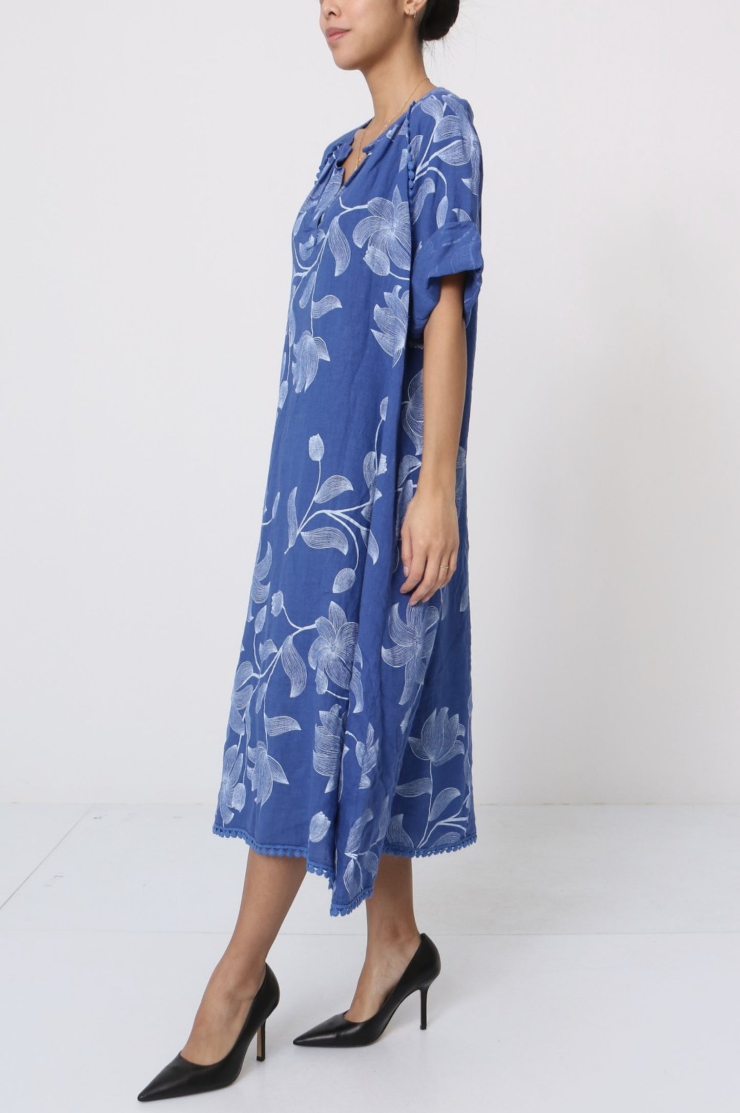 Linen Floral Long Dress - By LEA & LUC®