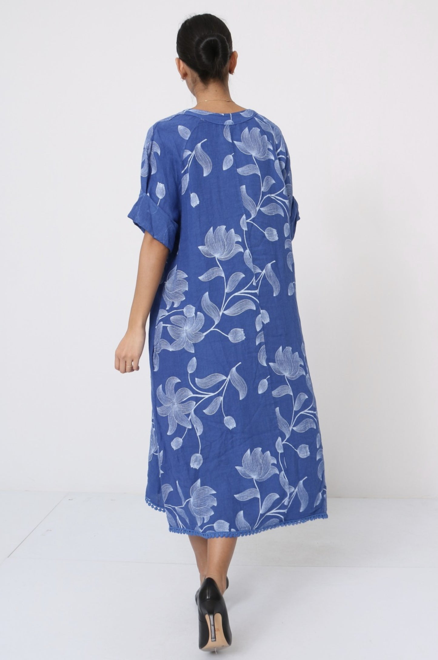 Linen Floral Long Dress - By LEA & LUC®