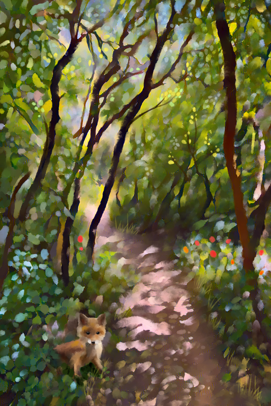 Little Fox in Summer Forest - Illustrated Print by Thomas Little