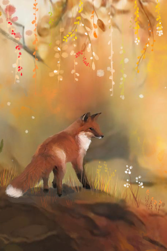 Little Fox in the Enchanted Forest - Illustrated Print by Thomas Little