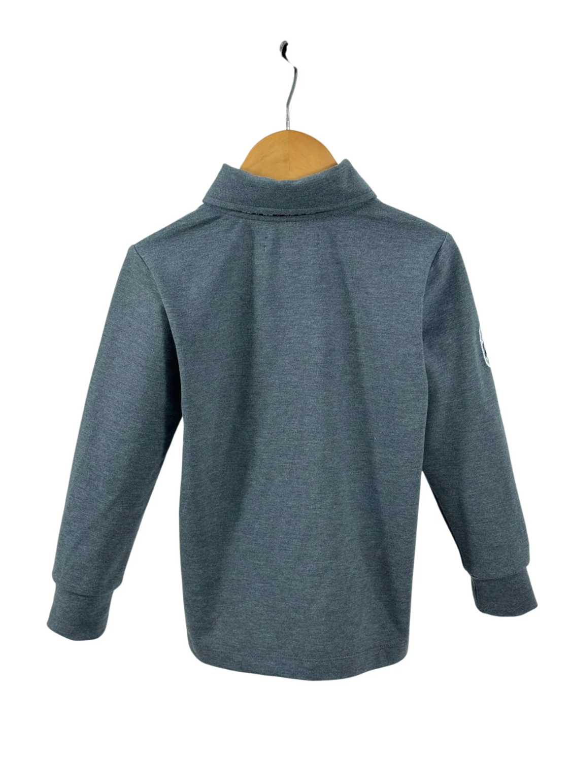 Logan Jnr - Grey Sky Contrast Long Sleeve Polo - Baby & Toddler