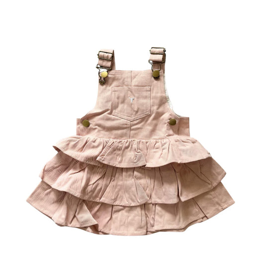 Lottie - Blush Denim Ruffle Overall Dress - Baby & Toddler
