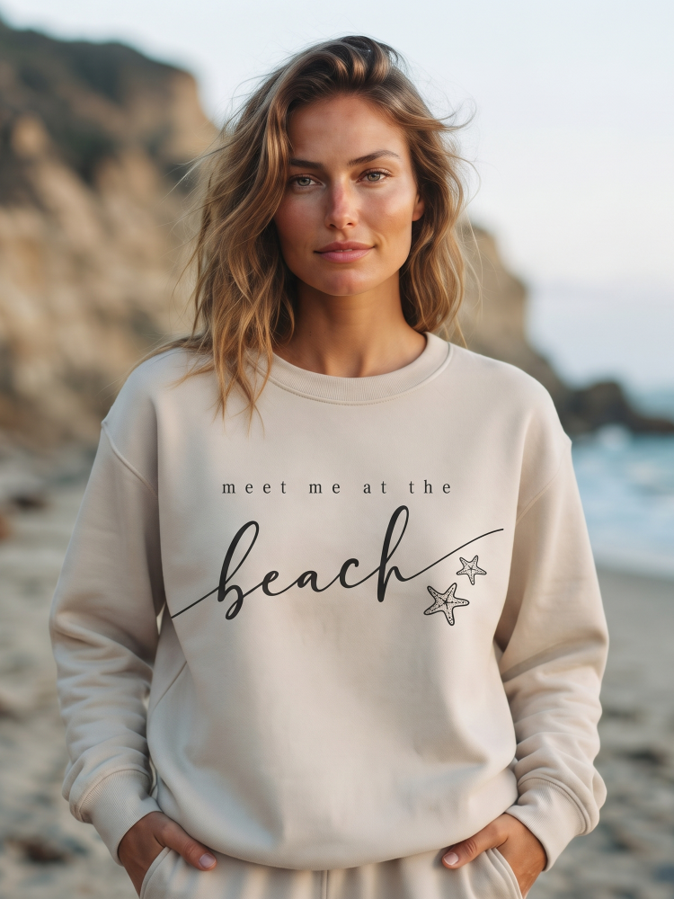 Meet Me At the Beach Graphic Sweatshirt (Heather Dust color) - by OAT COLLECTIVE®