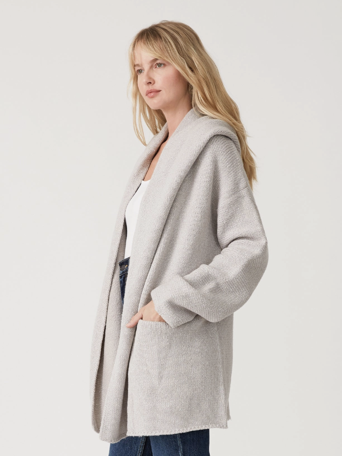 Mid-Length Oversized Long Sleeve Hooded Coatigan - by Lovestitch®