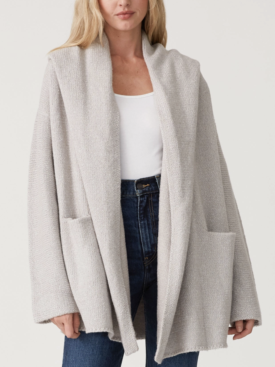 Mid-Length Oversized Long Sleeve Hooded Coatigan - by Lovestitch®