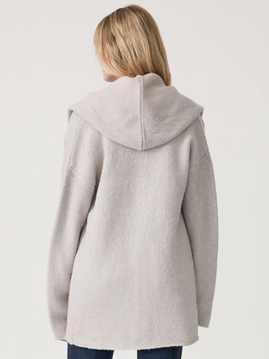 Mid-Length Oversized Long Sleeve Hooded Coatigan - by Lovestitch®