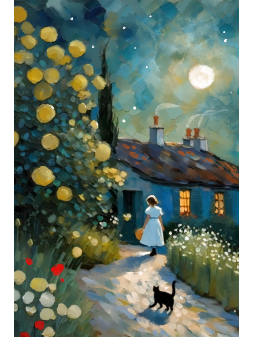 Moonlit Silence - Illustrated Print by Thomas Little