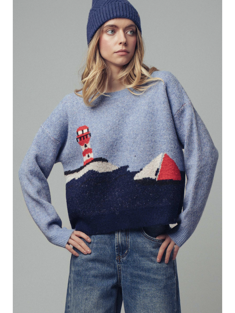 Nautical Lighthouse Knit Sweater - by Urban Daizy®