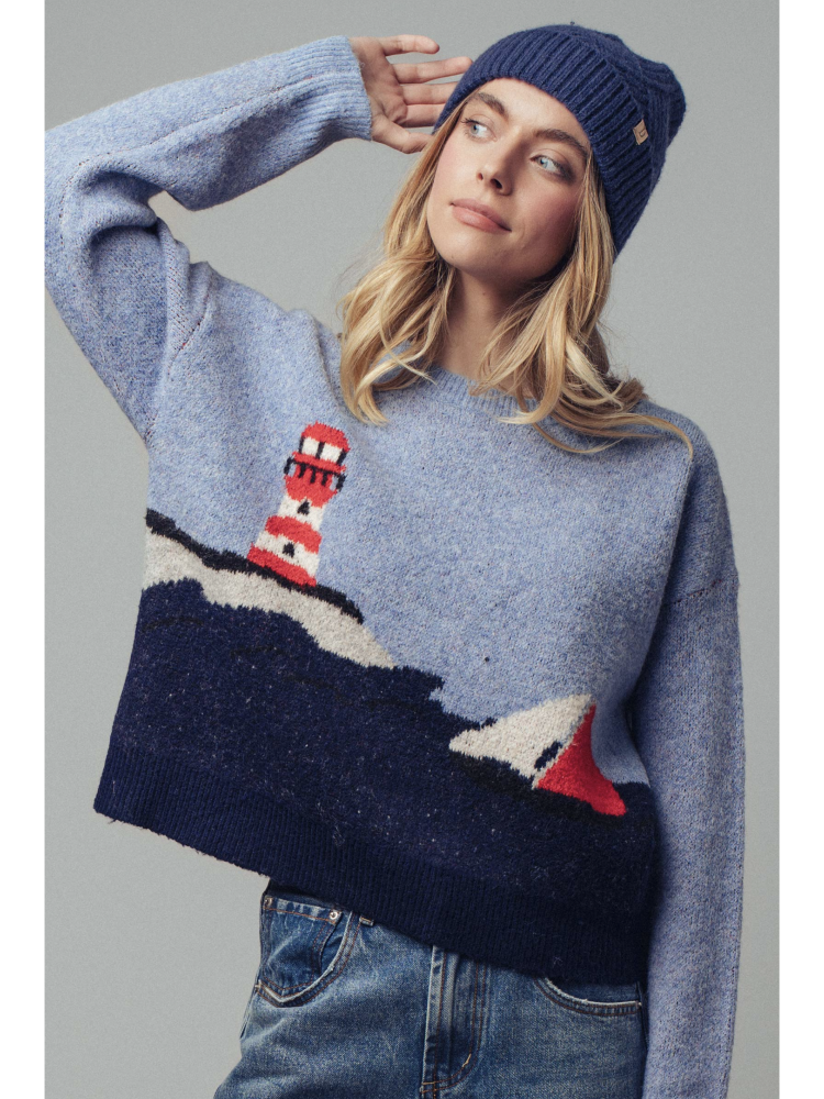 Nautical Lighthouse Knit Sweater - by Urban Daizy®