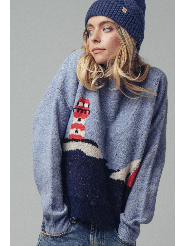 Nautical Lighthouse Knit Sweater - by Urban Daizy®