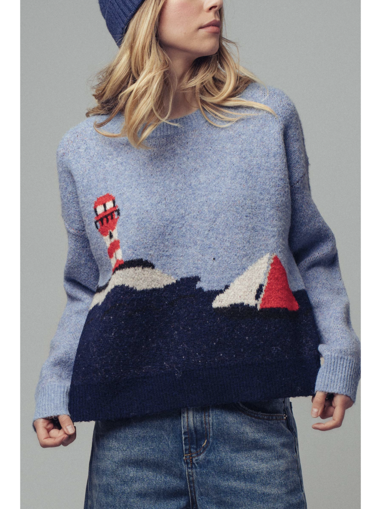 Nautical Lighthouse Knit Sweater - by Urban Daizy®