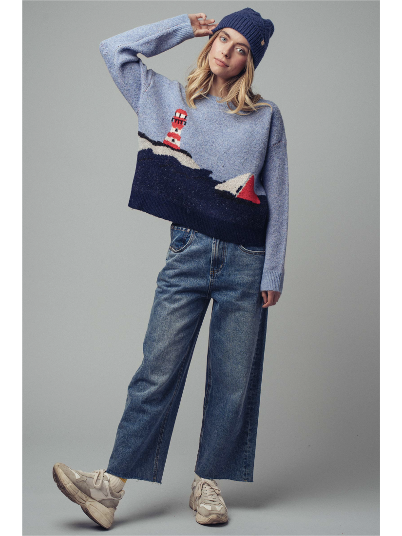 Nautical Lighthouse Knit Sweater - by Urban Daizy®