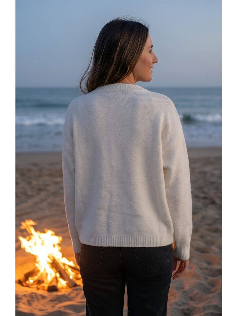 Nautical Sailboat Graphic Knit Button Cardigan - by Urban Daizy®